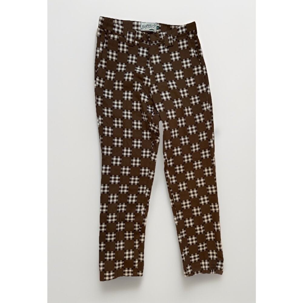 Bogey Boys Big Check Brown Plaid Golf Pants Size 28